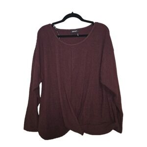 🍷 DKNY Cozy Knit Surplice Wrap Sweater XL EUC‎ Soft Pullover Minimalist Chic
